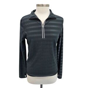 Vogo Athletica Womens Striped Quarter-Zip Pullover Long Sleeve Shirt M Gray‎